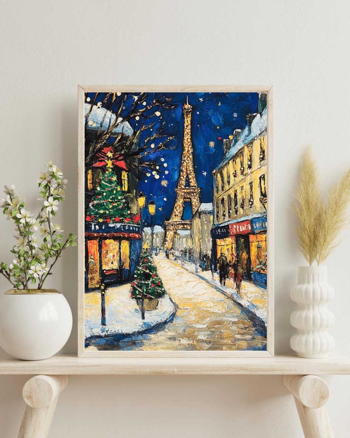 Paris Winter Wonderland Poster, Christmas Art Print