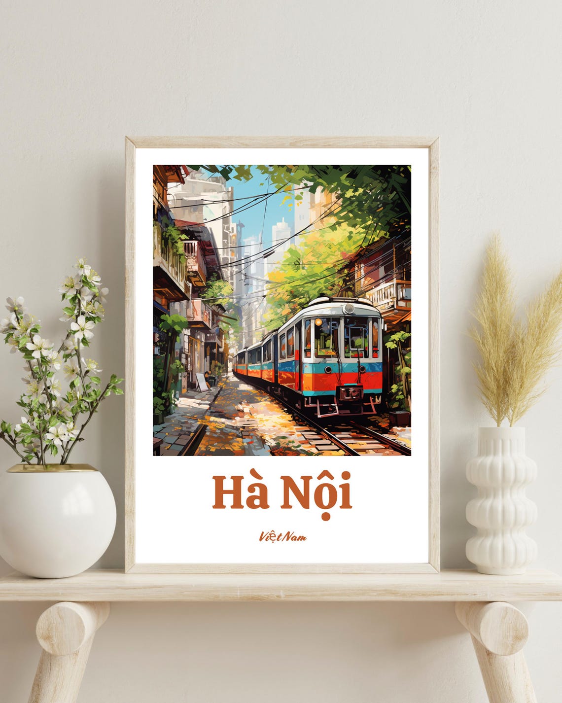 Hanoi Poster Hanoi Wall Art Hanoi Art Print Vietnam Poster Train Street Hanoi Wedding Gift Vietnam Travel Art Christmas Gift