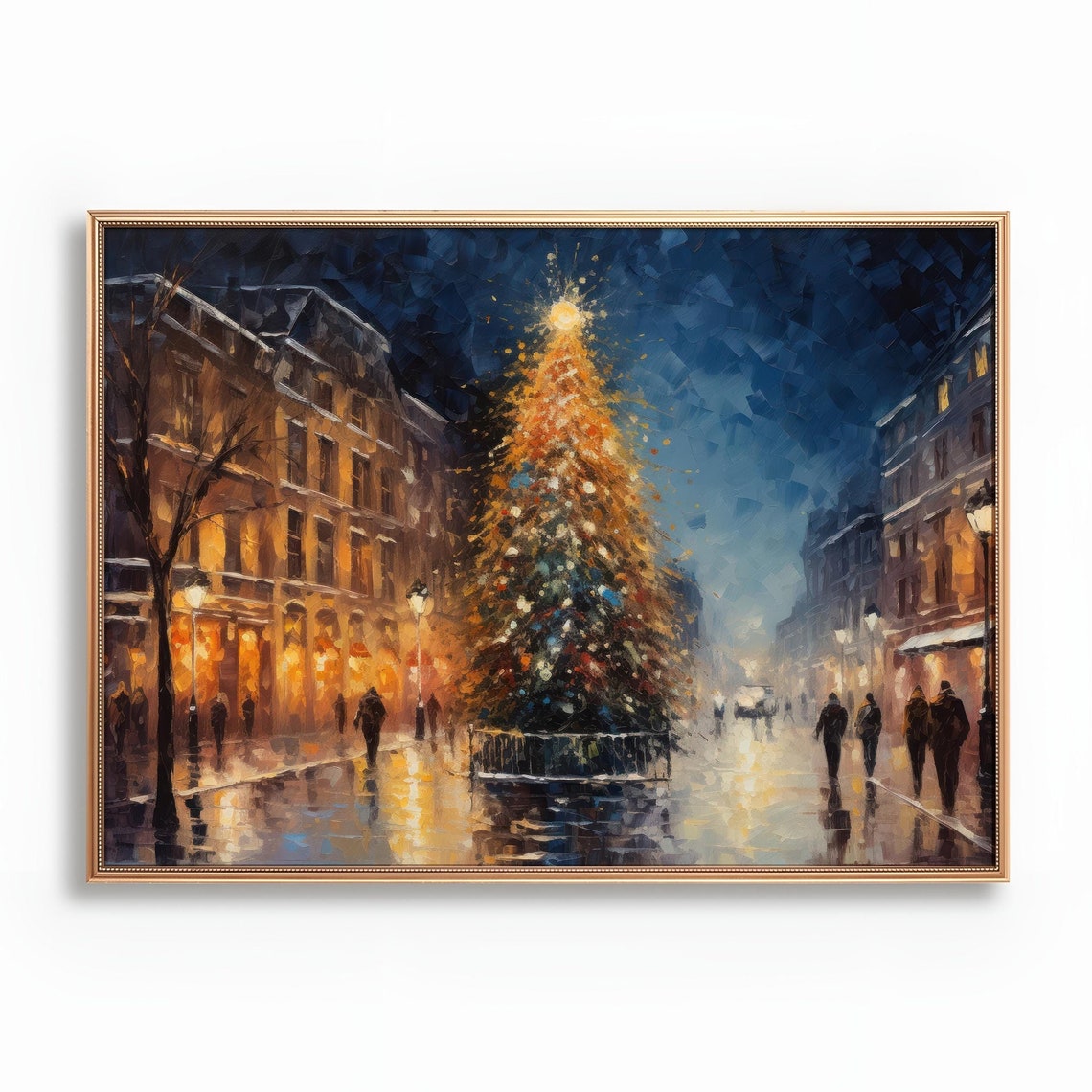 Vintage Christmas Wall Art Town City Art Christmas Village Art Christmas Print Winter Print Dark Academia Holiday Decor Print