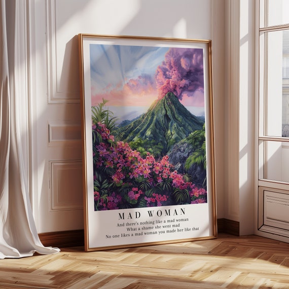 Mad Woman Evermore Watercolor Volcano Art Print