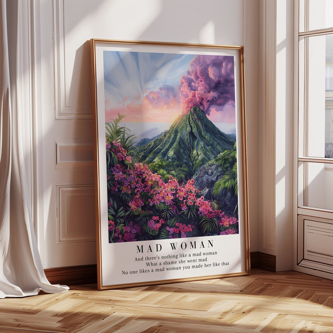 Mad Woman Evermore Watercolor Volcano Art Print