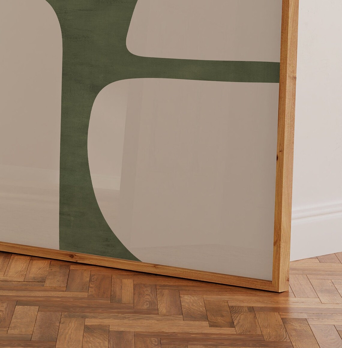Beige Green Minimalist Square Poster, Mid Century - Image 3