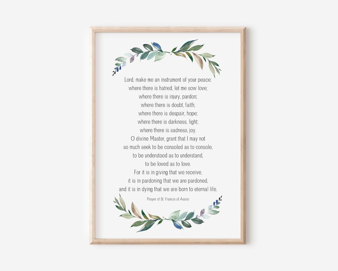Prayer Of St Francis Assisi Inspirational Art Print