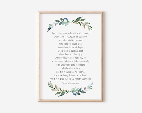 Prayer Of St Francis Assisi Inspirational Art Print
