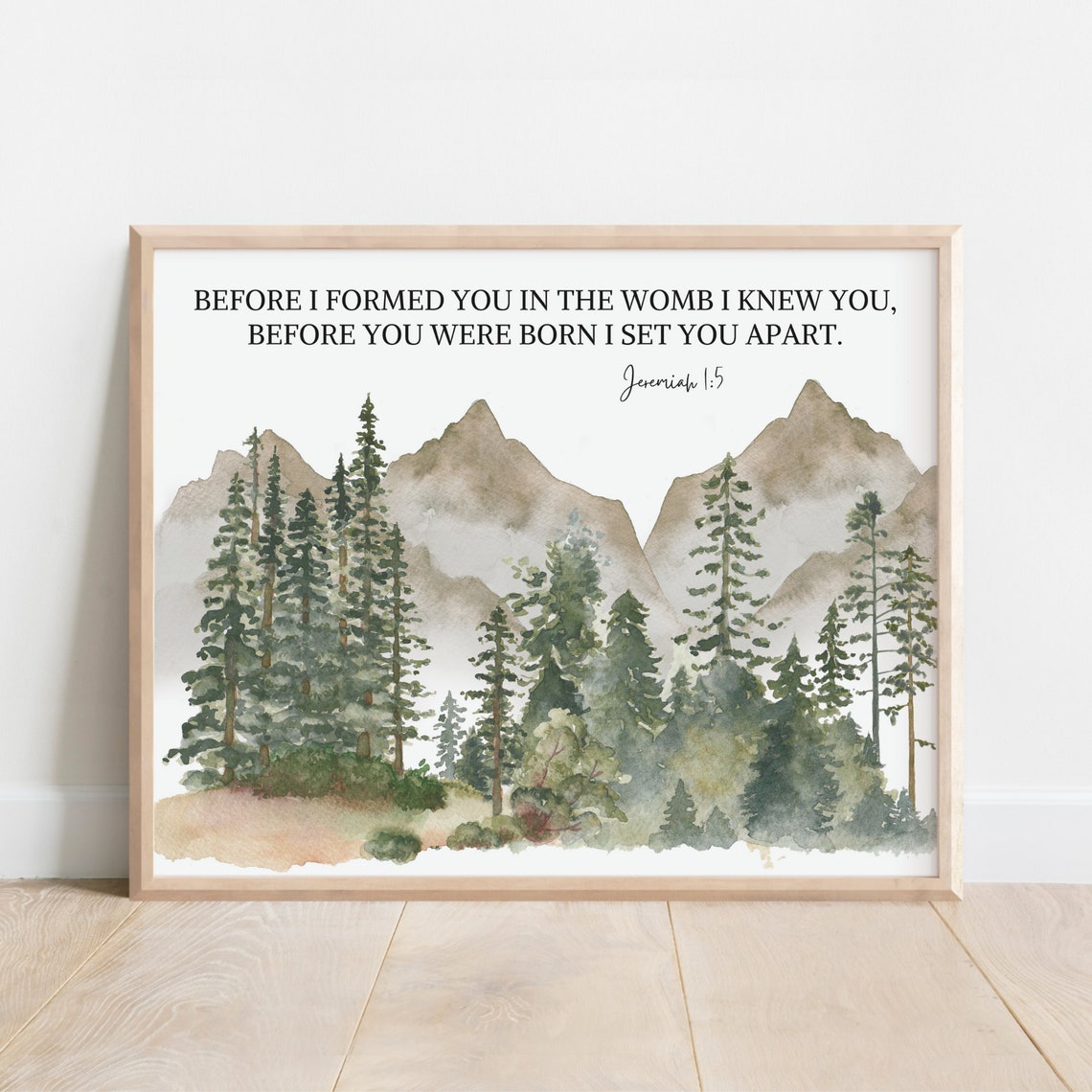 Jeremiah 1:5 Before I Formed You Watercolor Mountain Nursery Poster