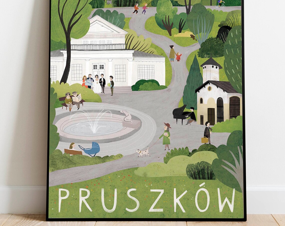 Pruszkow Park Wedding Fountain Pianist Charming Folk Travel Poster