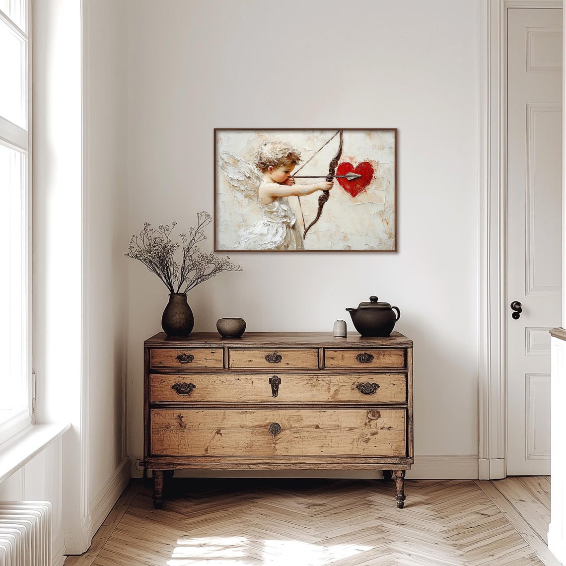Cupid Aiming Arrow at Red Heart Romantic Vintage Love Poster - Image 4