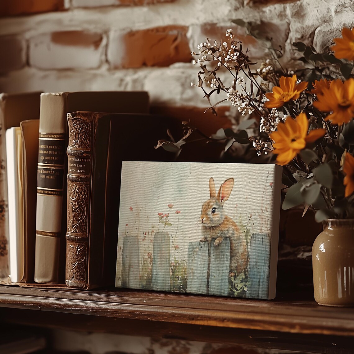 Spring Bunny Painting, Moody Vintage Easter Art Print - Image 3