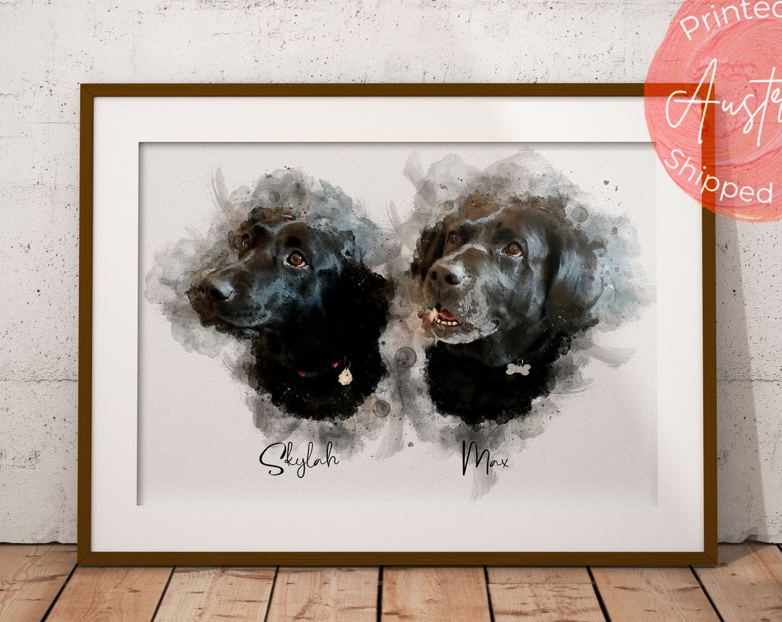 Pet Portrait Print Watercolour Pet Loss Gift For Friend Family Mother Father Birthday Gift For Mum Personalised Wall Art From Photo - Image 4