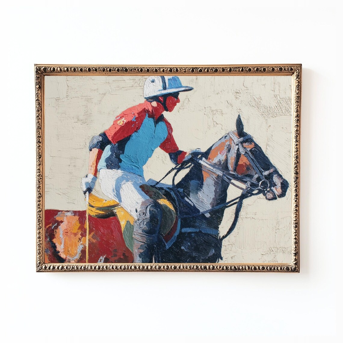 Polo Player Impasto Art Print, Equestrian Sports