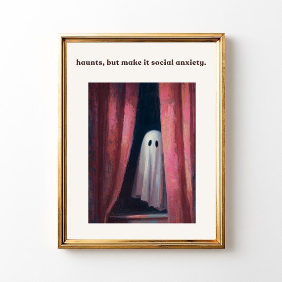 Funny Social Anxiety Halloween Art Print, Introvert Humor