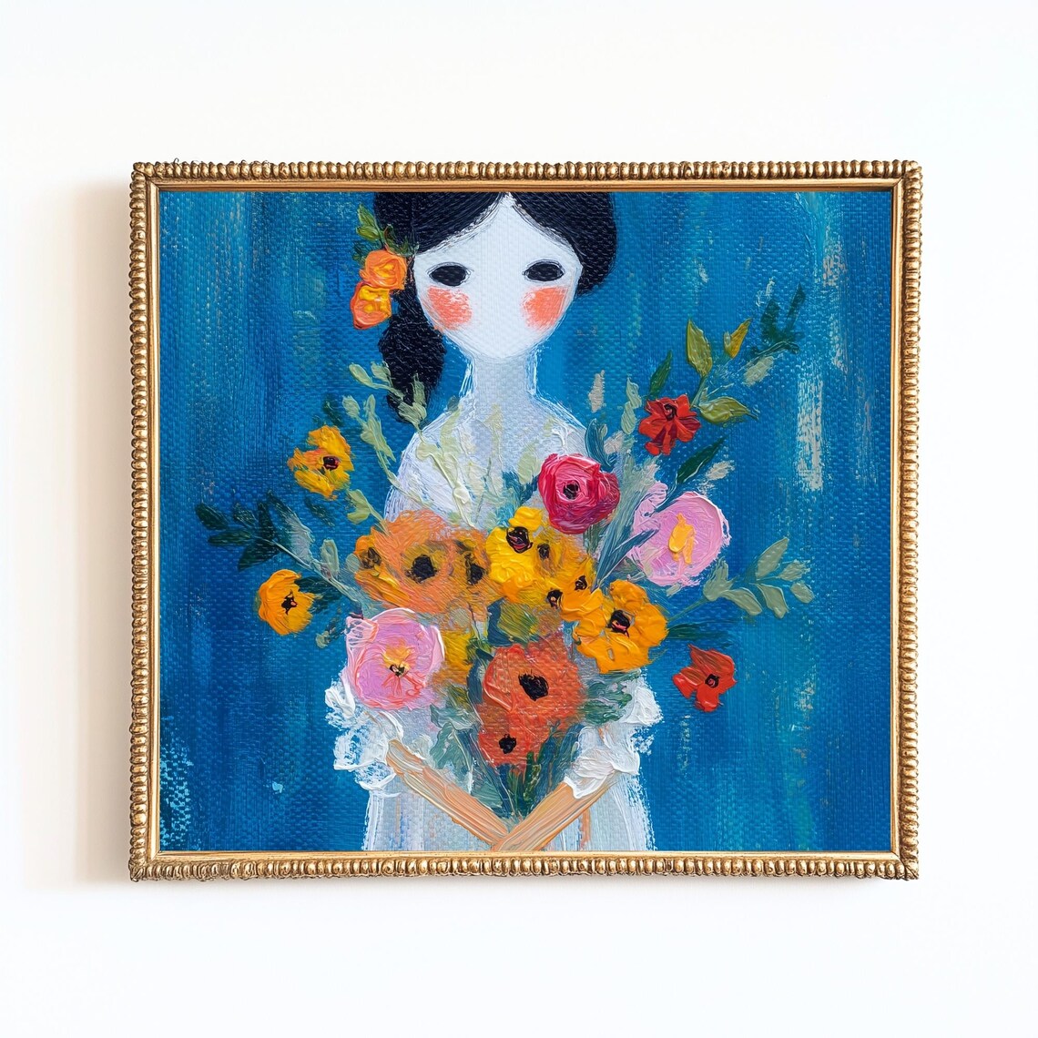 Floral Girl Print, Whimsical Halloween Nursery Art