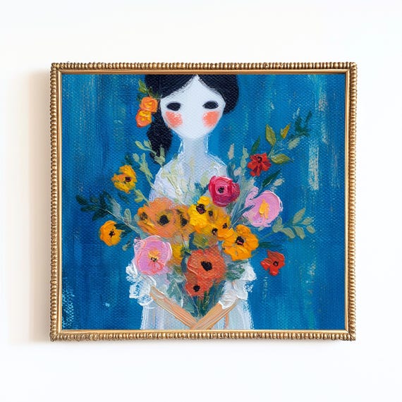 Floral Girl Print, Whimsical Halloween Nursery Art