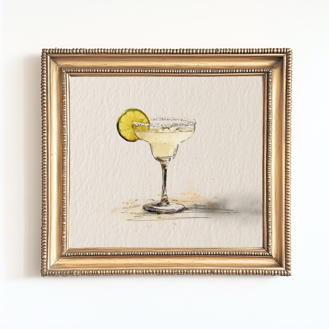 Watercolor Margarita With Lime And Salt Rim Cocktail Bar Cart Poster