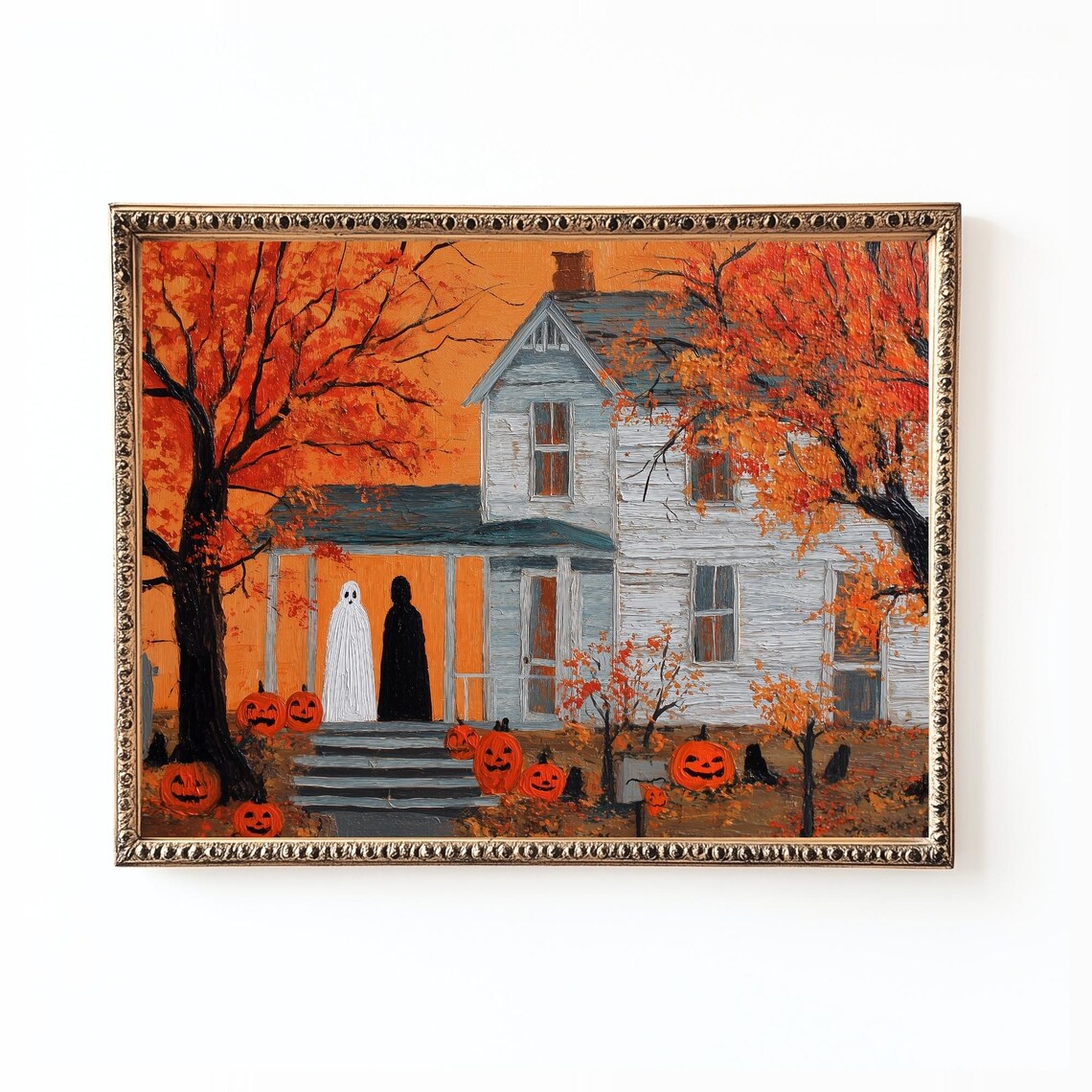 Vintage Halloween Haunted House Poster Print