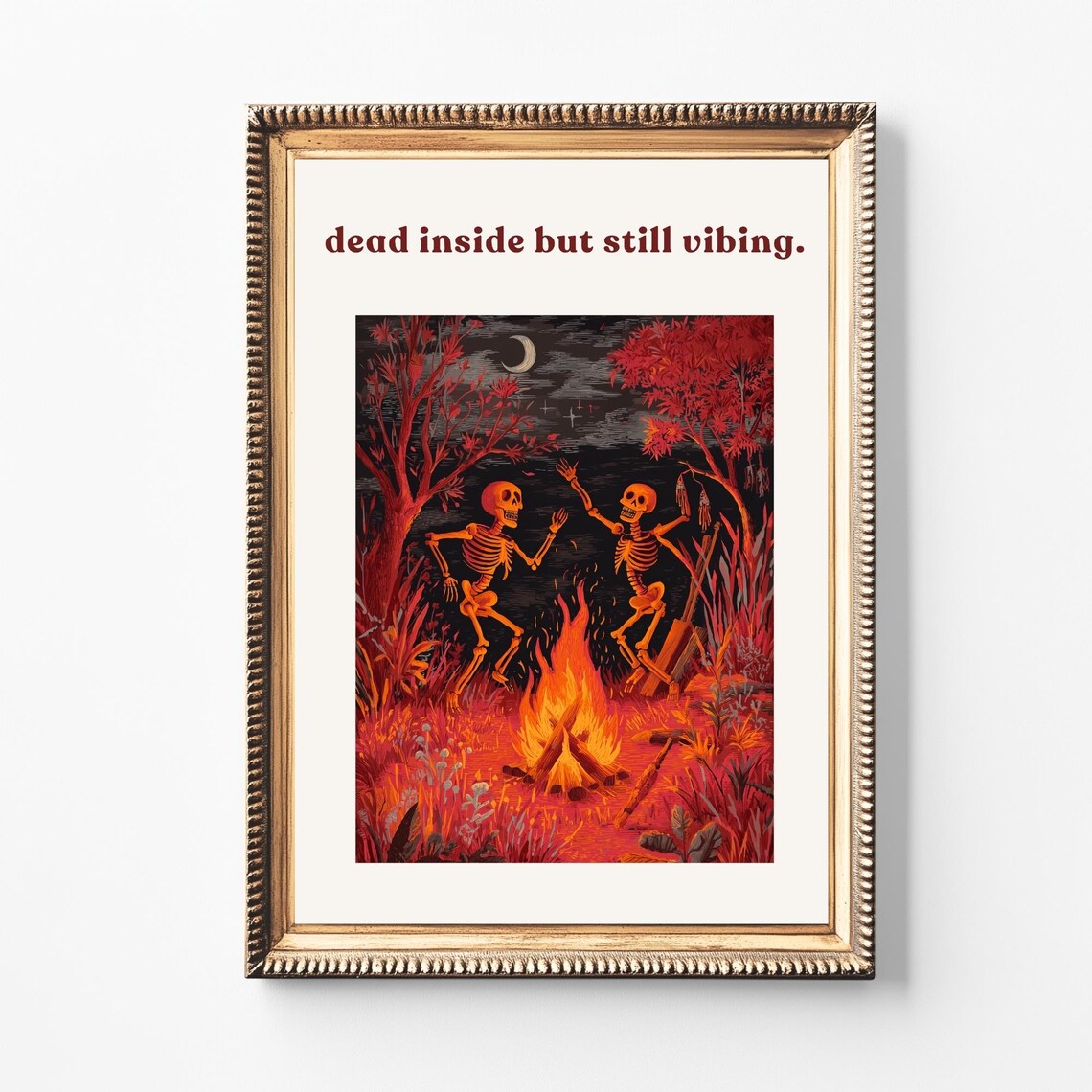 Dancing Skeleton, Funny Halloween Art Print
