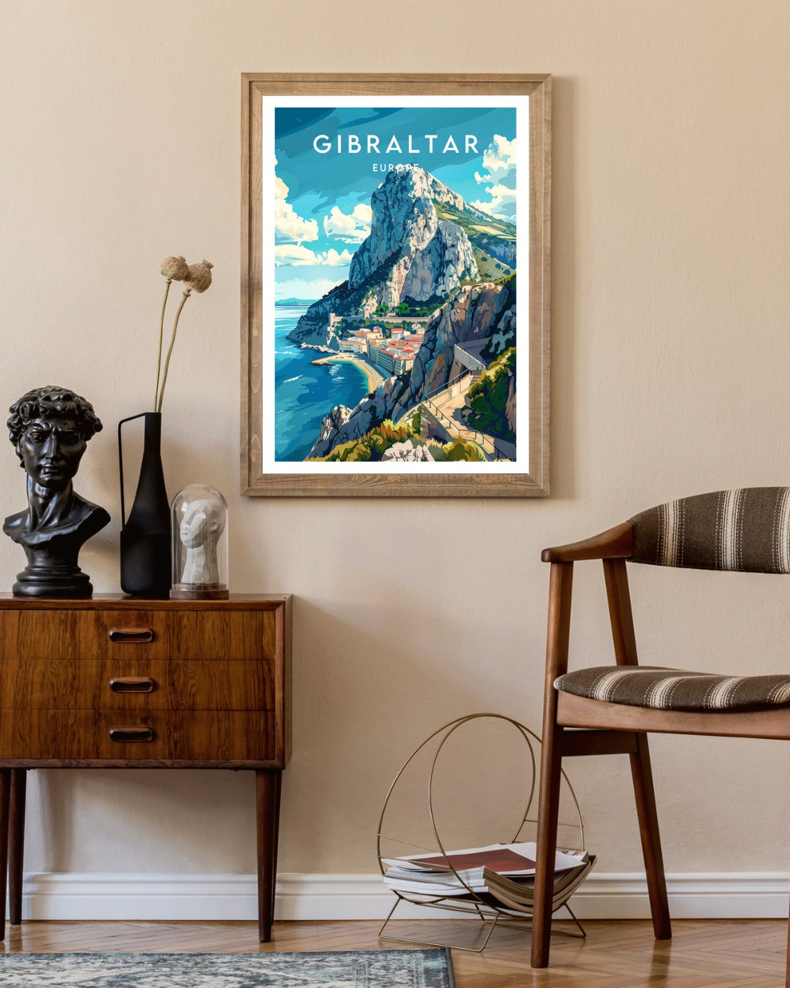Gibraltar Europe The Rock Fortress Strait View Vintage Travel Poster - Image 2