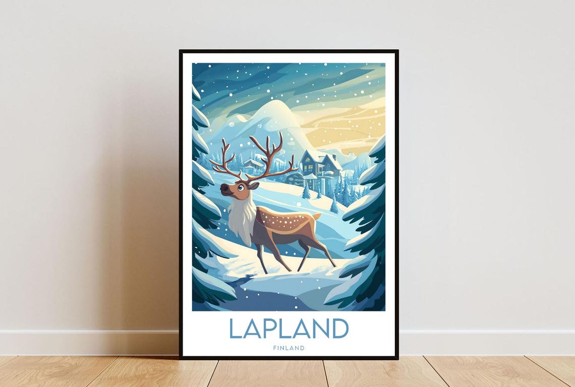 Lapland Travel Print Finland Lapland Poster Finland Poster Travel Wall Art Finland Print Finland Wall Art Europe Art Lapland Print
