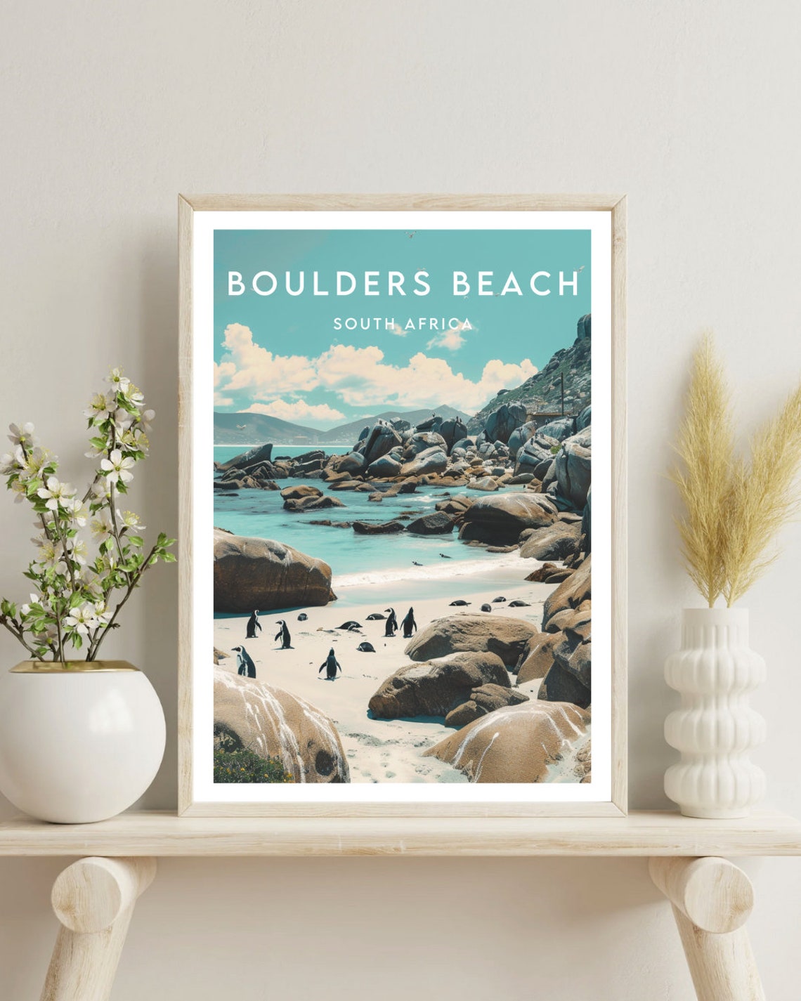 Boulders Beach South Africa Penguins Rocky Shore Travel Poster - Image 4