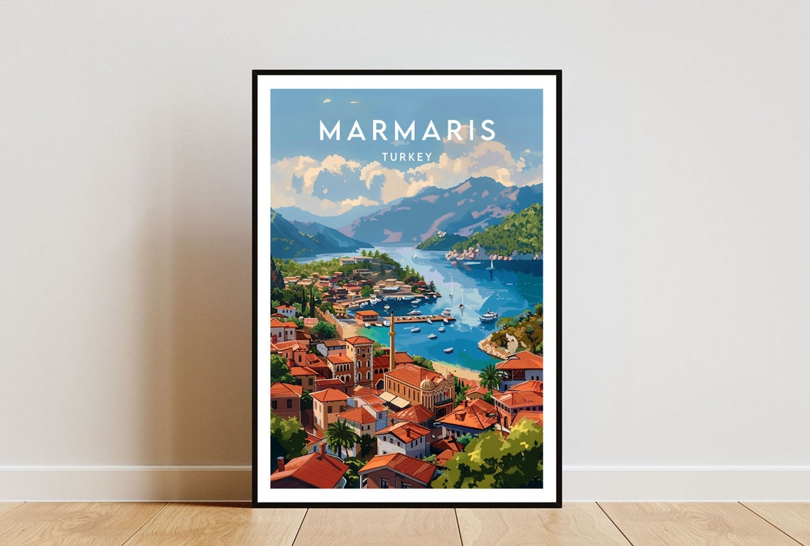 Marmaris Turkey Seaside Coastal Bay Marina Harbor Town Poster
