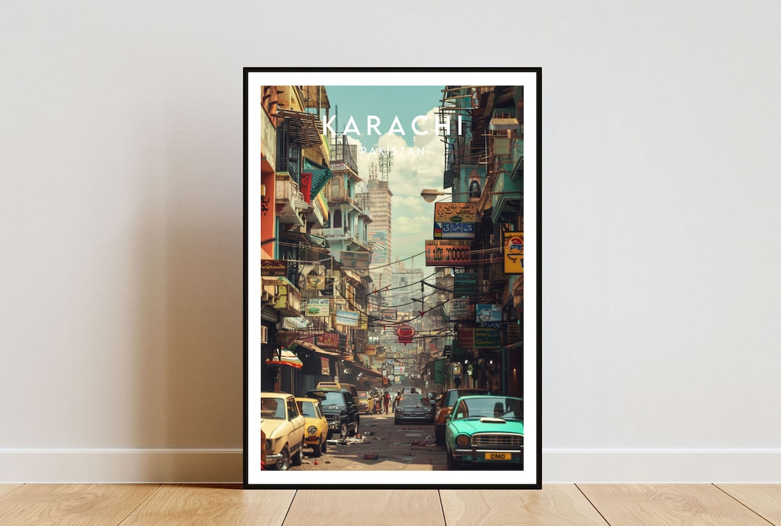 Karachi Travel Poster, Pakistan City Wall Art