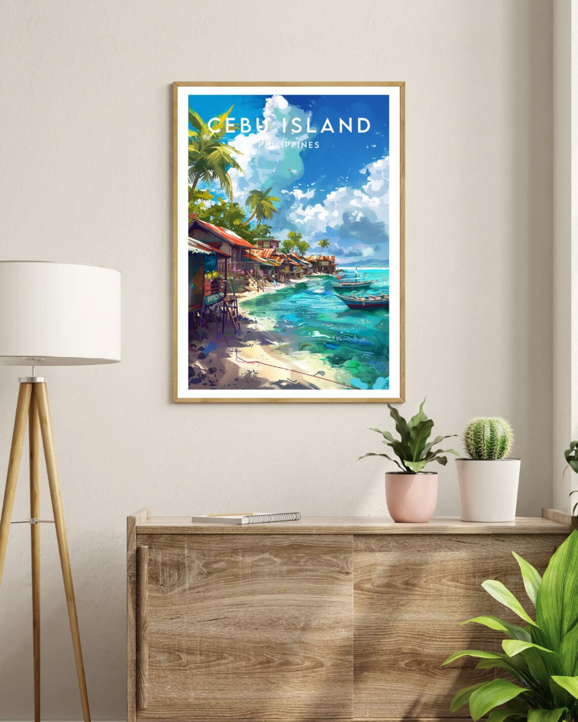 Cebu Island Philippines Fishing Boats Beach Village Travel Poster - Image 3