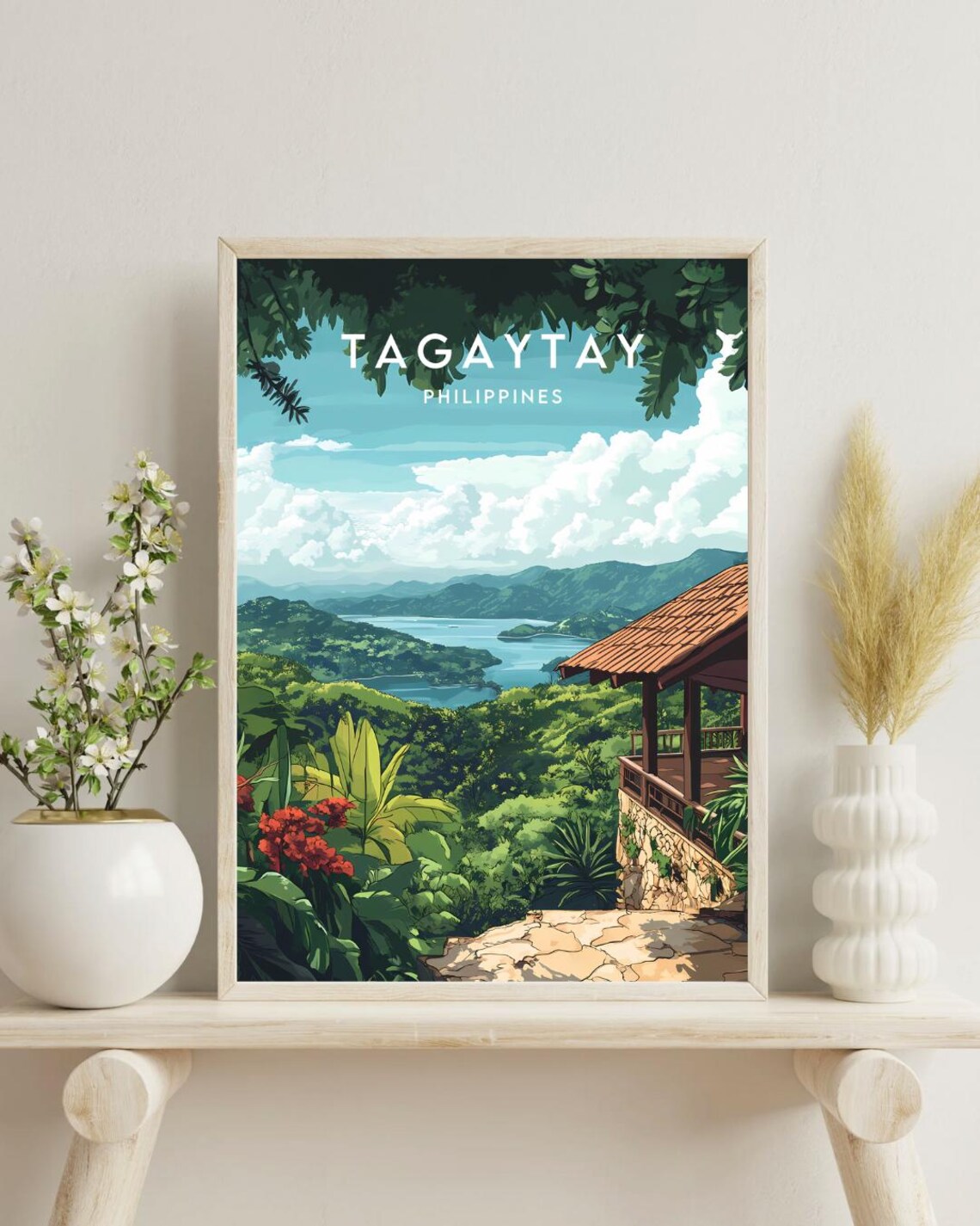 Tagaytay Philippines Taal Lake Hillside View Tropical Travel Poster - Image 4