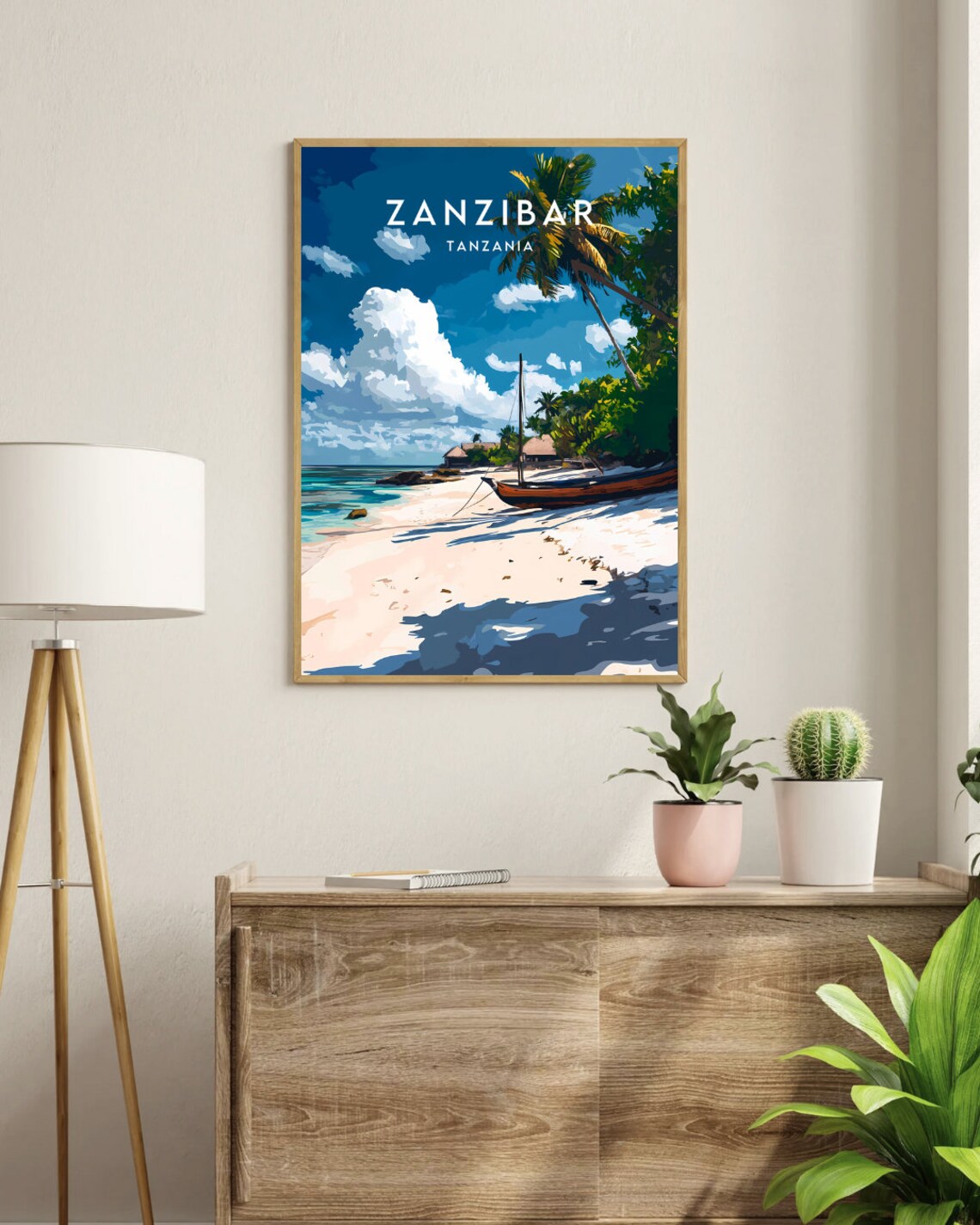 Zanzibar Tanzania White Sand Tropical Beach Vintage Travel Poster - Image 3