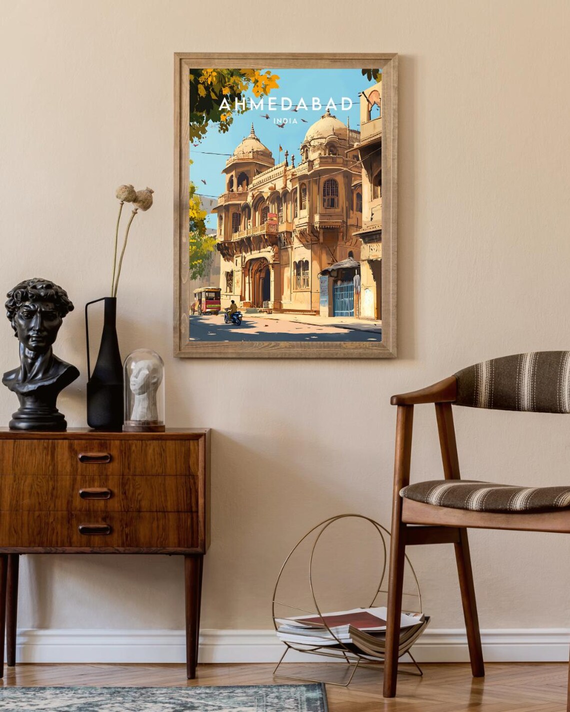 Ahmedabad India Heritage Building Domes Tuk Tuk Vintage Travel Poster - Image 2