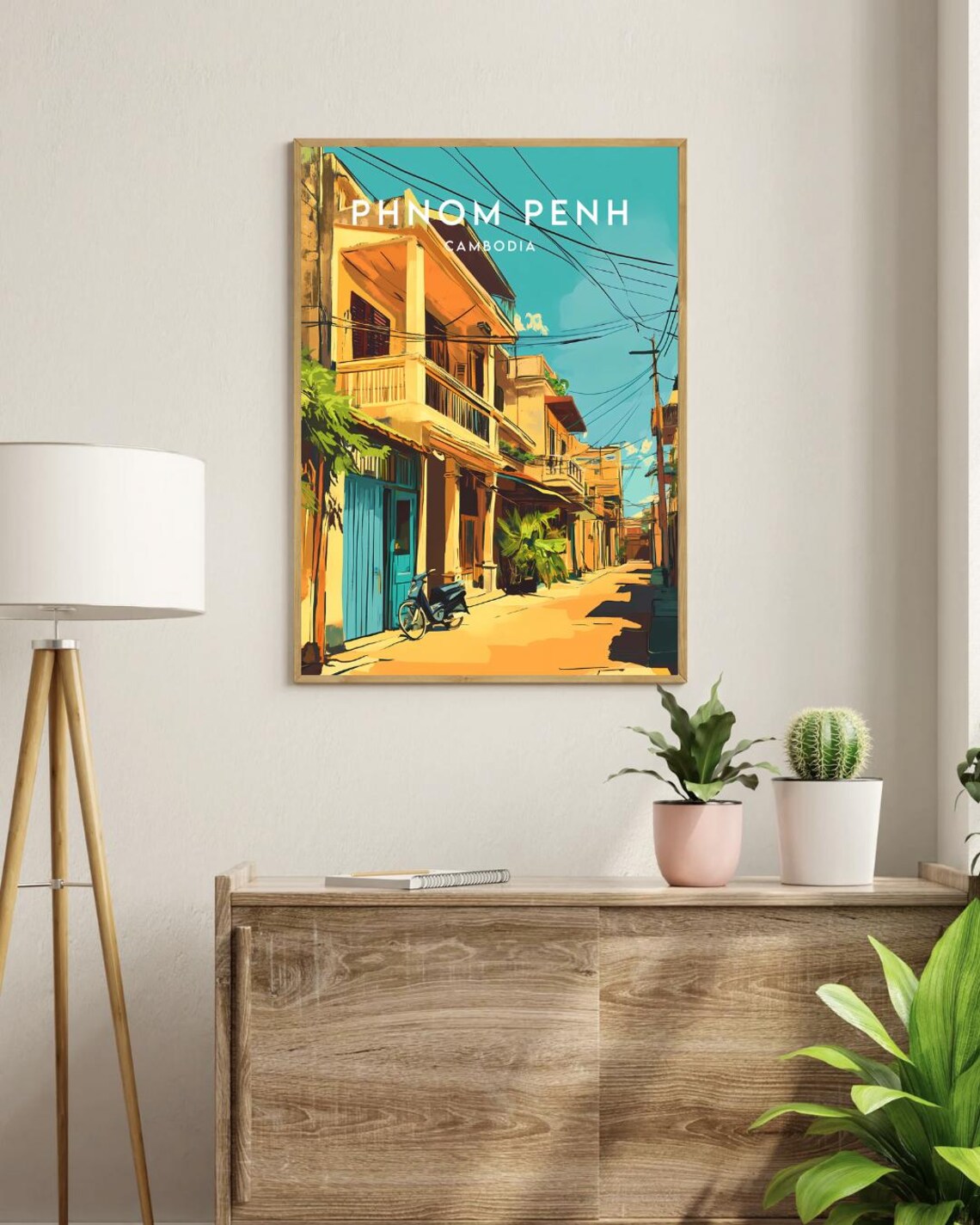 Phnom Penh Cambodia Colonial Street Vintage Style Travel Poster - Image 3