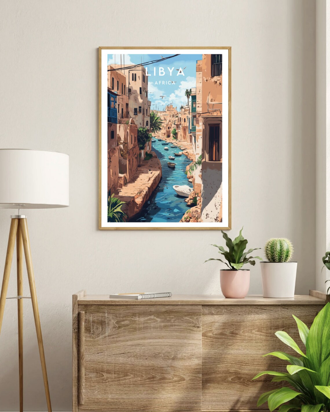 Libya Waterfront Old Town Boats Canal Street Africa Travel Poster - Image 3
