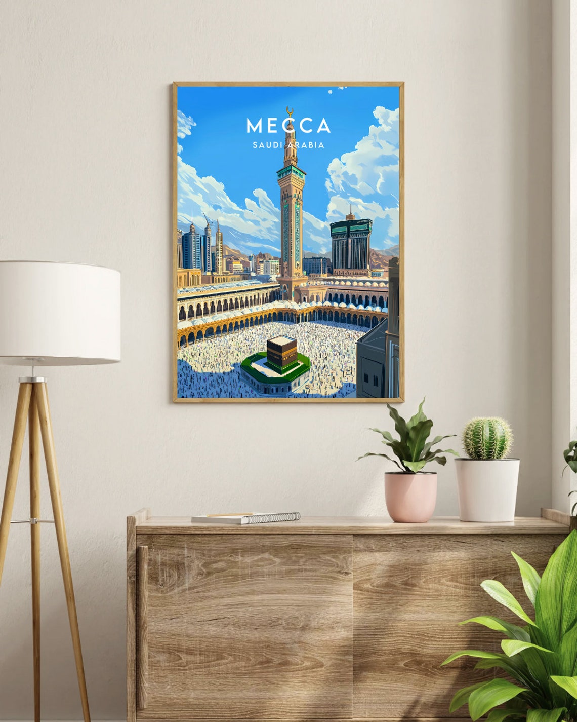 Mecca Saudi Arabia Holy Kaaba Masjid Vintage Travel Art Poster - Image 3
