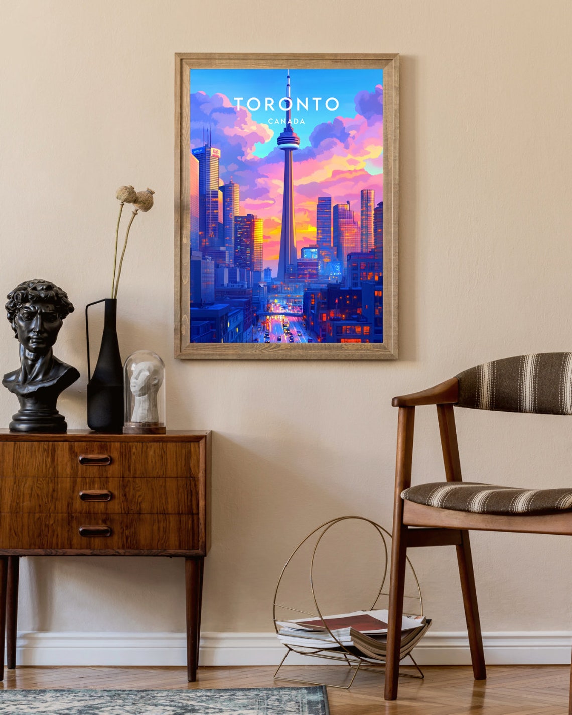 Toronto CN Tower Vibrant Sunset Skyline Canada Cityscape Art Poster - Image 2
