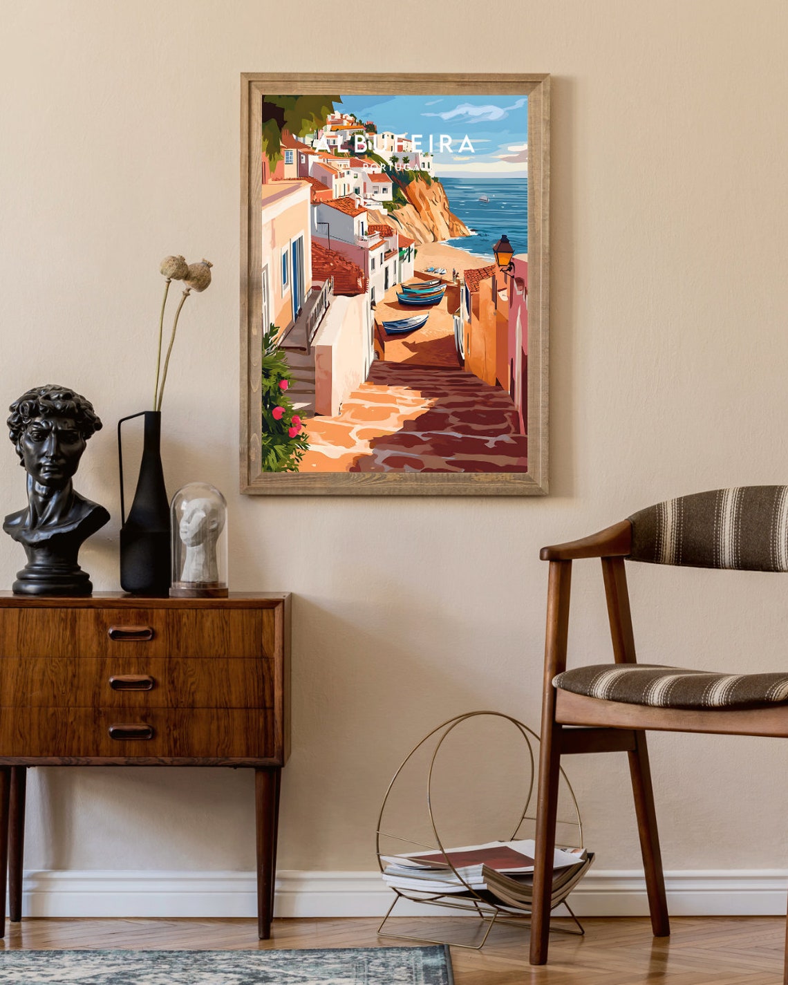 Albufeira Portugal Cliffside Beach Boats Old Town Travel Poster - Image 2