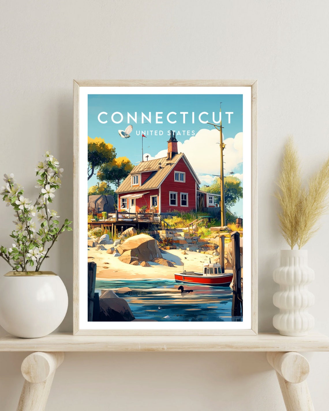 Connecticut Travel Print United States Connecticut Poster America Poster Travel Wall Art America Print America Connecticut Usa Art - Image 4