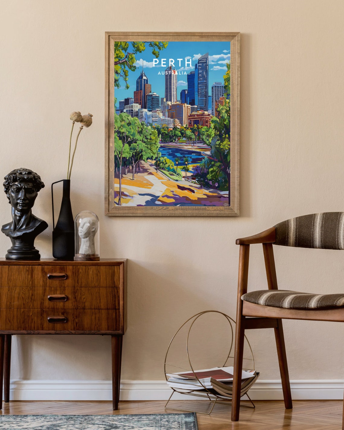 Perth Australia City Skyline Park and River Scenic Travel Poster - Image 2