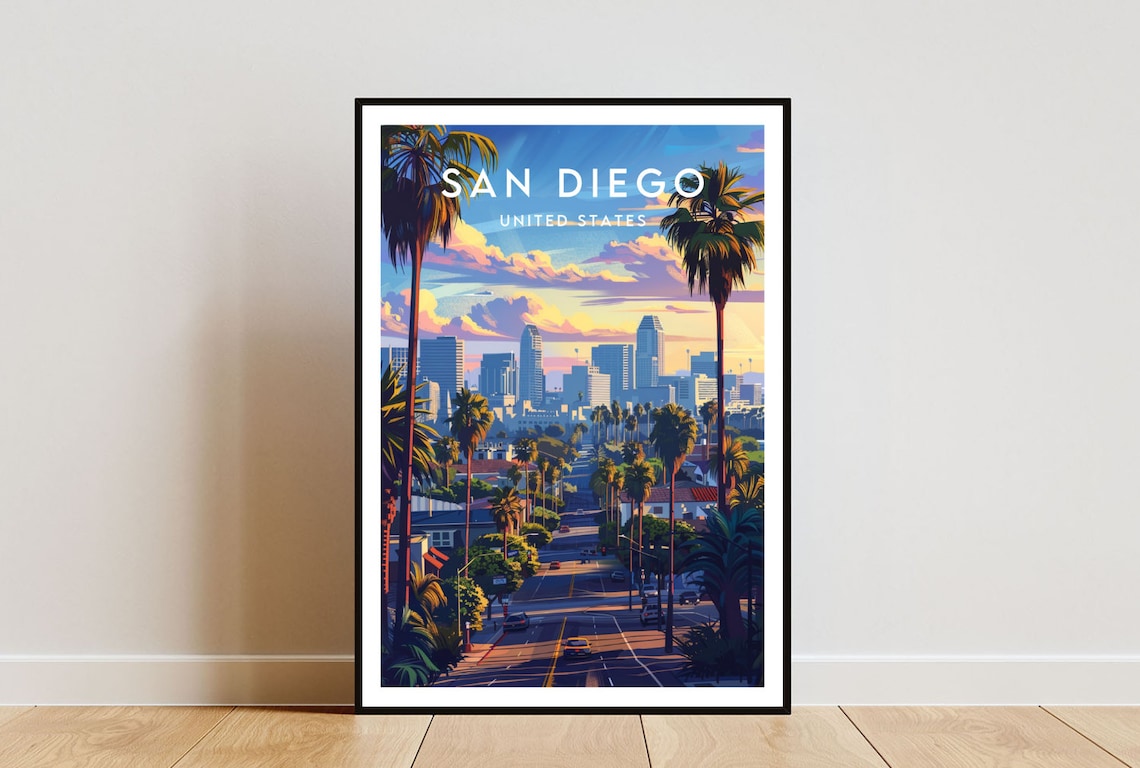 San Diego Travel Poster, California United States