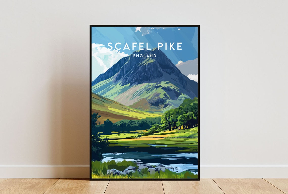 Scafell Pike England Lake District Mountain Vintage Travel Poster