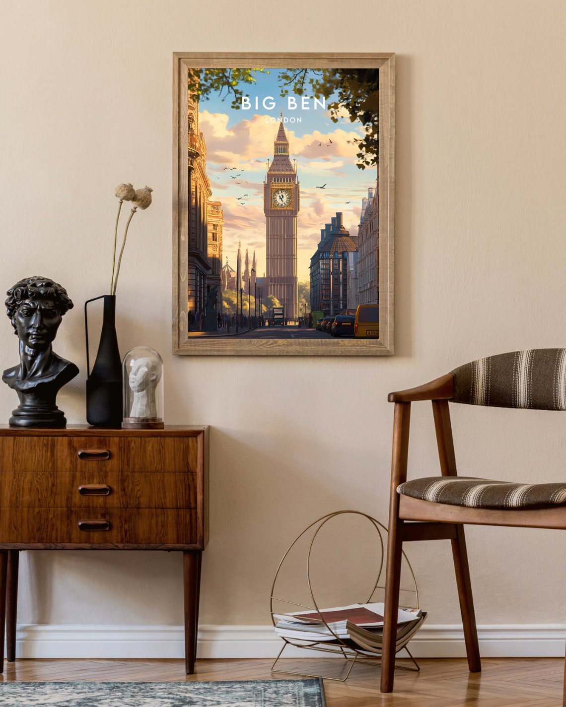 Big Ben London England Clock Tower Sunset Vintage Travel Poster - Image 2