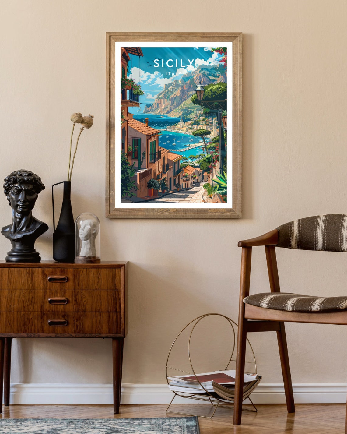 Sicily Travel Print Italy Sicily Poster Italy Poster Travel Wall Art Italy Print Poster Italy Europe Sicily Italy Wall Art - Image 2