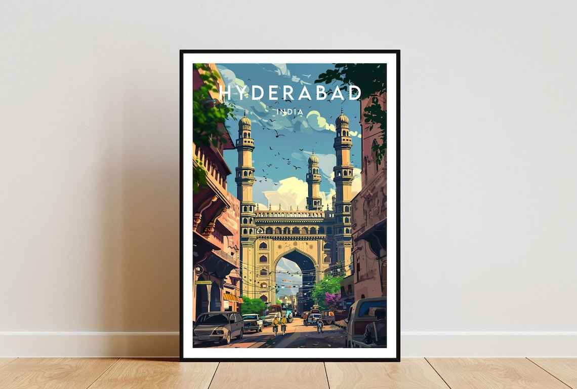 Hyderabad Travel Poster, Telangana India Travel Poster