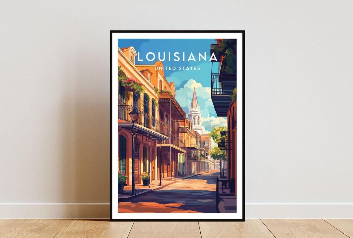Louisiana Travel Print United States Louisiana Poster America Poster Travel Wall Art America Print America Louisiana Wall Art Usa