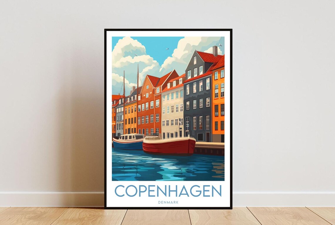 Copenhagen Travel Print Denmark Copenhagen Poster Denmark Poster Travel Wall Art Denmark Print Denmark Europe Art Copenhagen Print