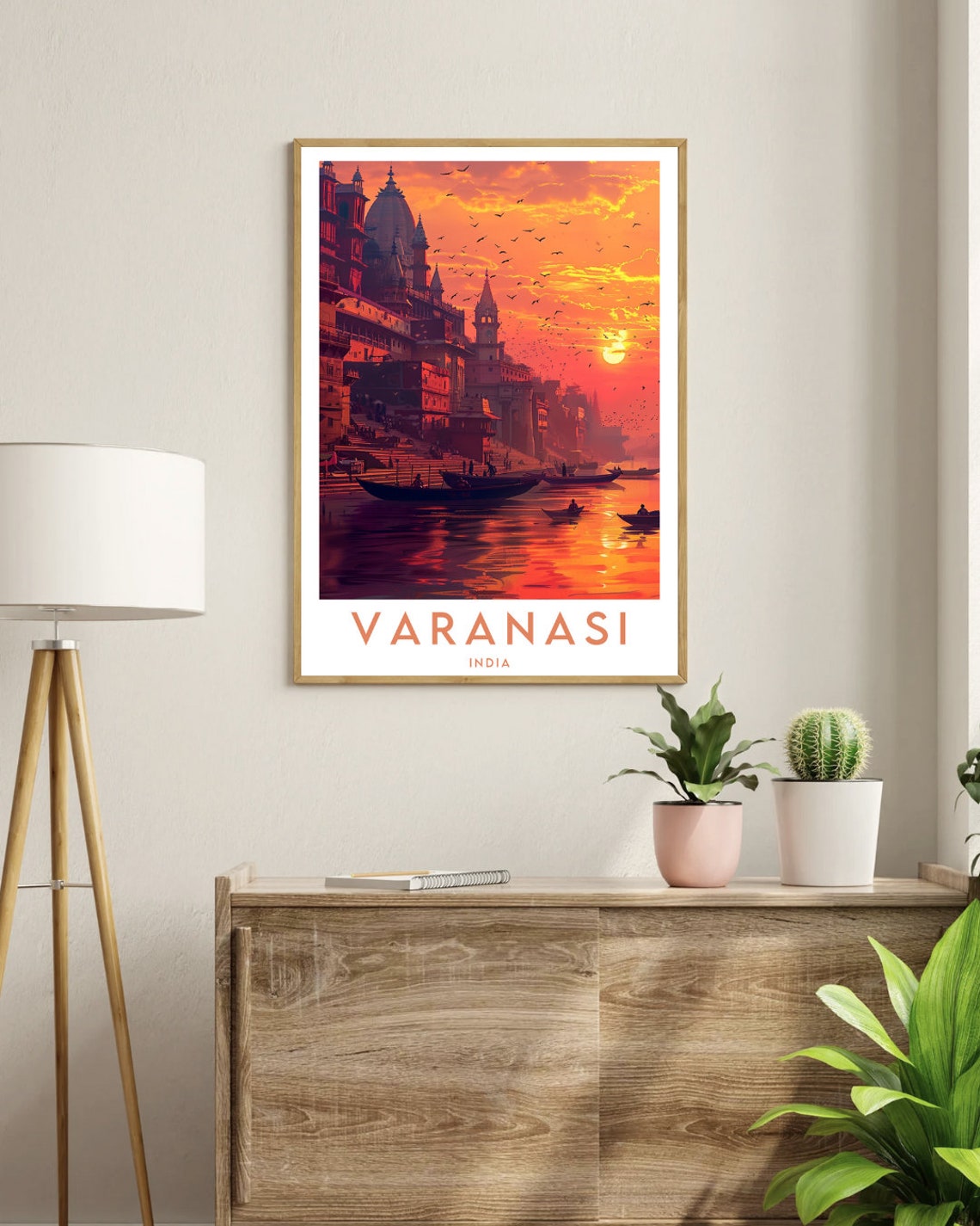 Varanasi India Ganges River Ghats Sunset Boats Travel Poster - Image 3