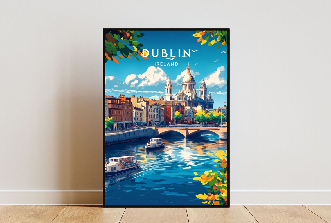 Dublin Travel Poster, Ireland Europe Wall Art