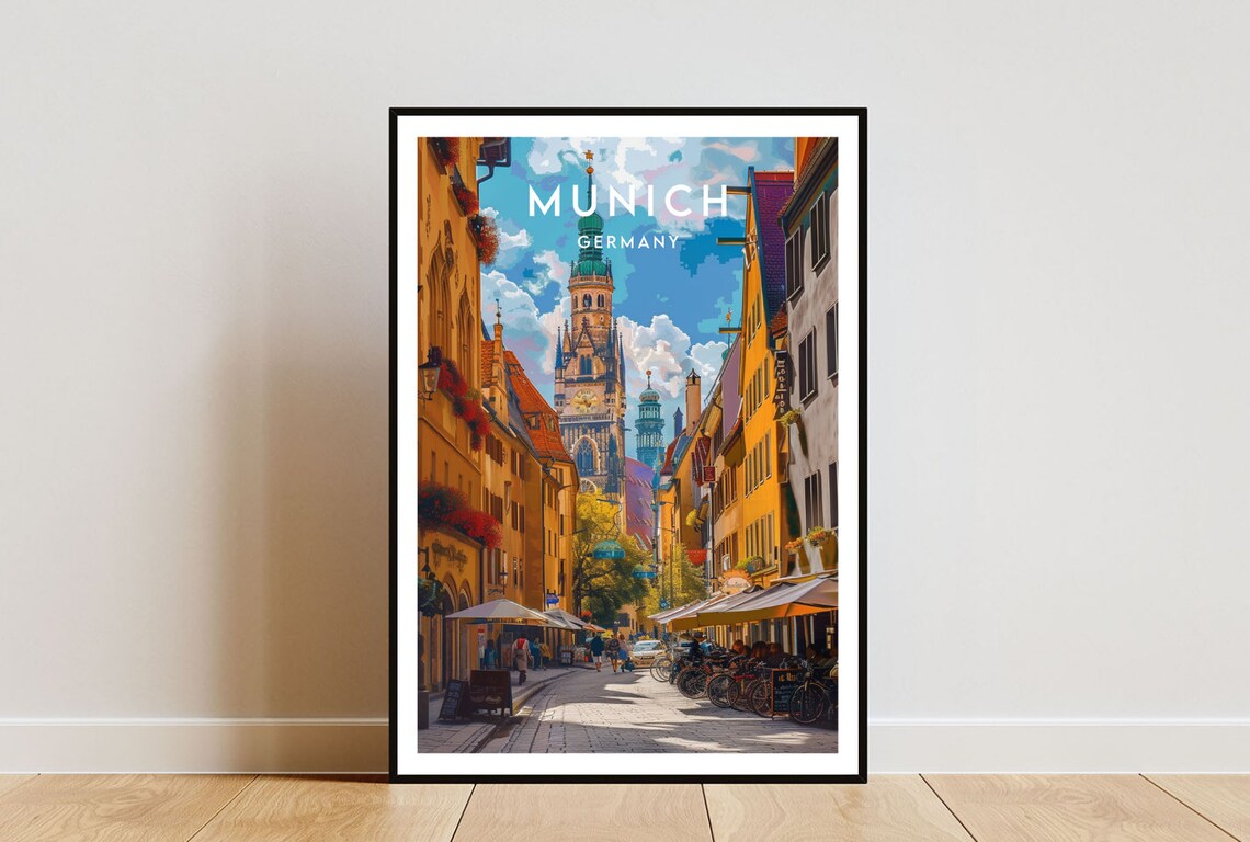 Munich Travel Poster, Germany Europe Travel Art