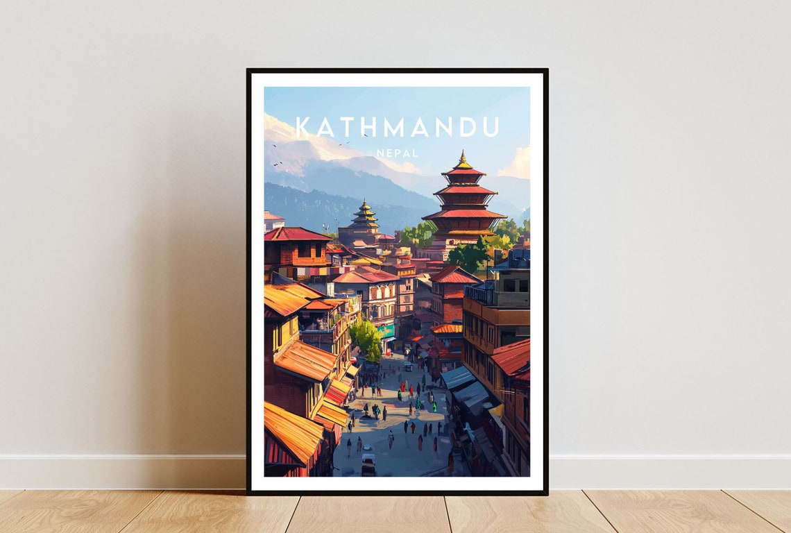 Kathmandu Nepal Temple Roofs Street Himalayan City Heritage Poster