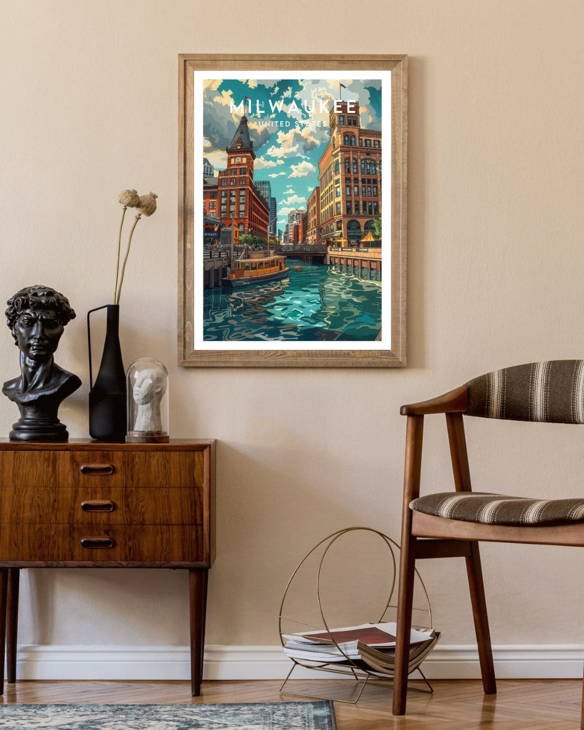 Milwaukee Travel Print United States Milwaukee Poster America Poster Travel Wall Art America Print America Milwaukee Usa Wisconsin - Image 2