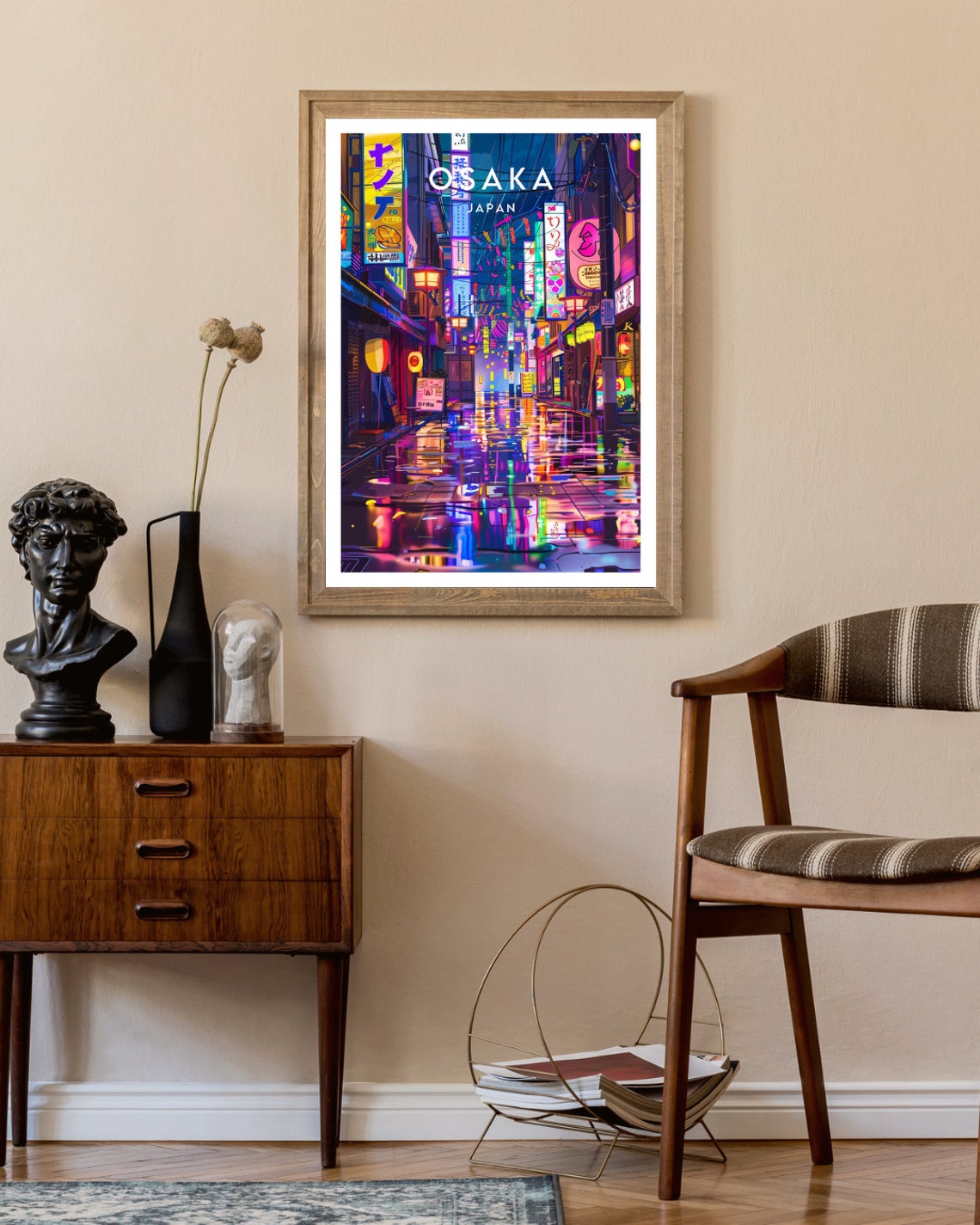 Osaka Travel Print Japan Osaka Poster Japan Poster Travel Wall Art Japan Print Osaka Neon Lights Print Japanese Poster Japan - Image 2