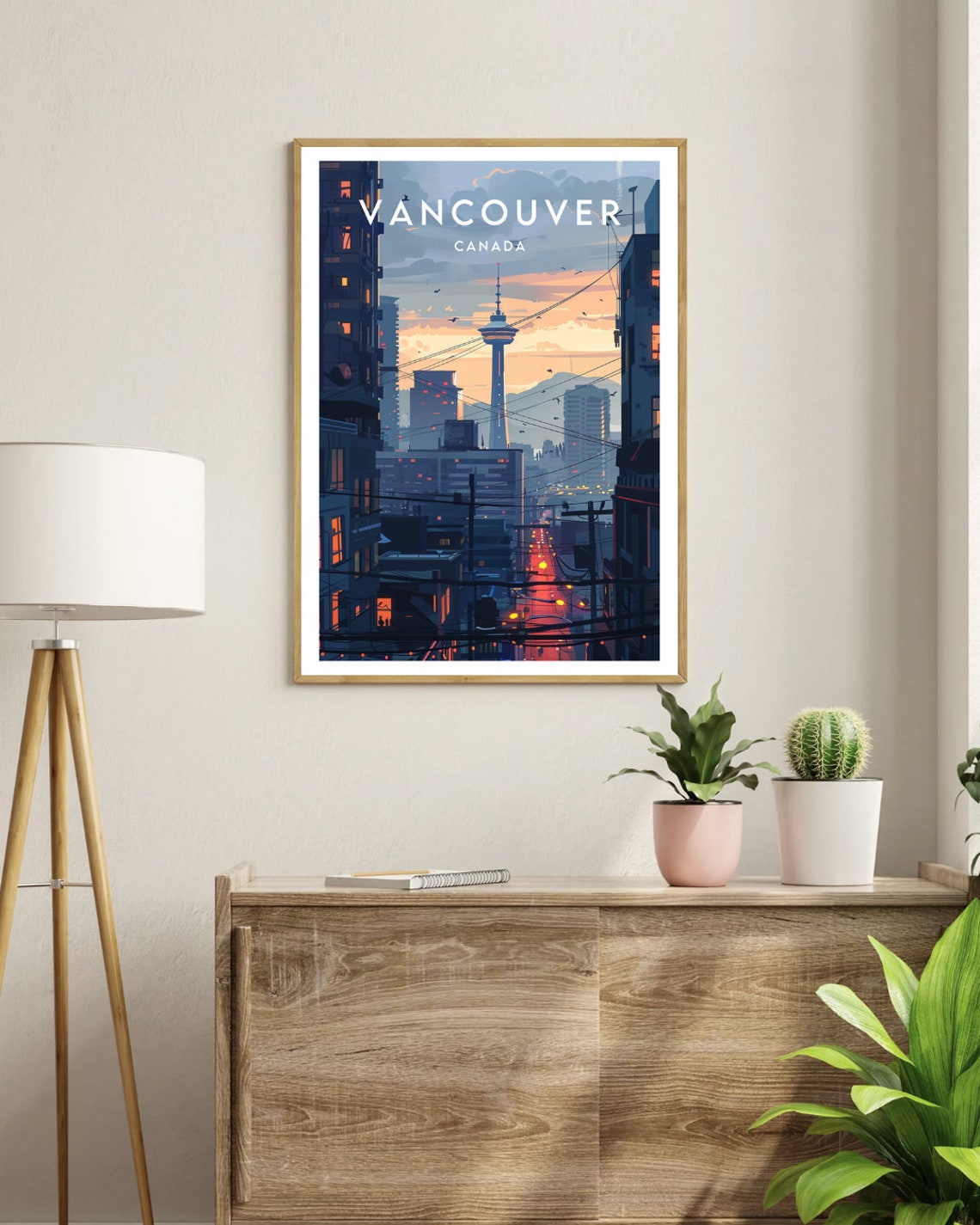 Vancouver Canada Harbour Centre Tower Dusk Skyline Travel Poster - Image 3